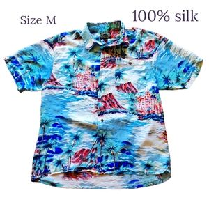 Hawaiian SILK Company casual button up shirt, size Medium, vacation, beach